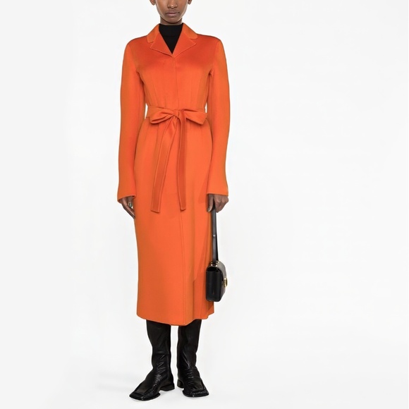 Sportmax Eva Orange Wool/Cashmere Belted Designer Coat Max Mara Women IT36 US2 - Picture 15 of 16